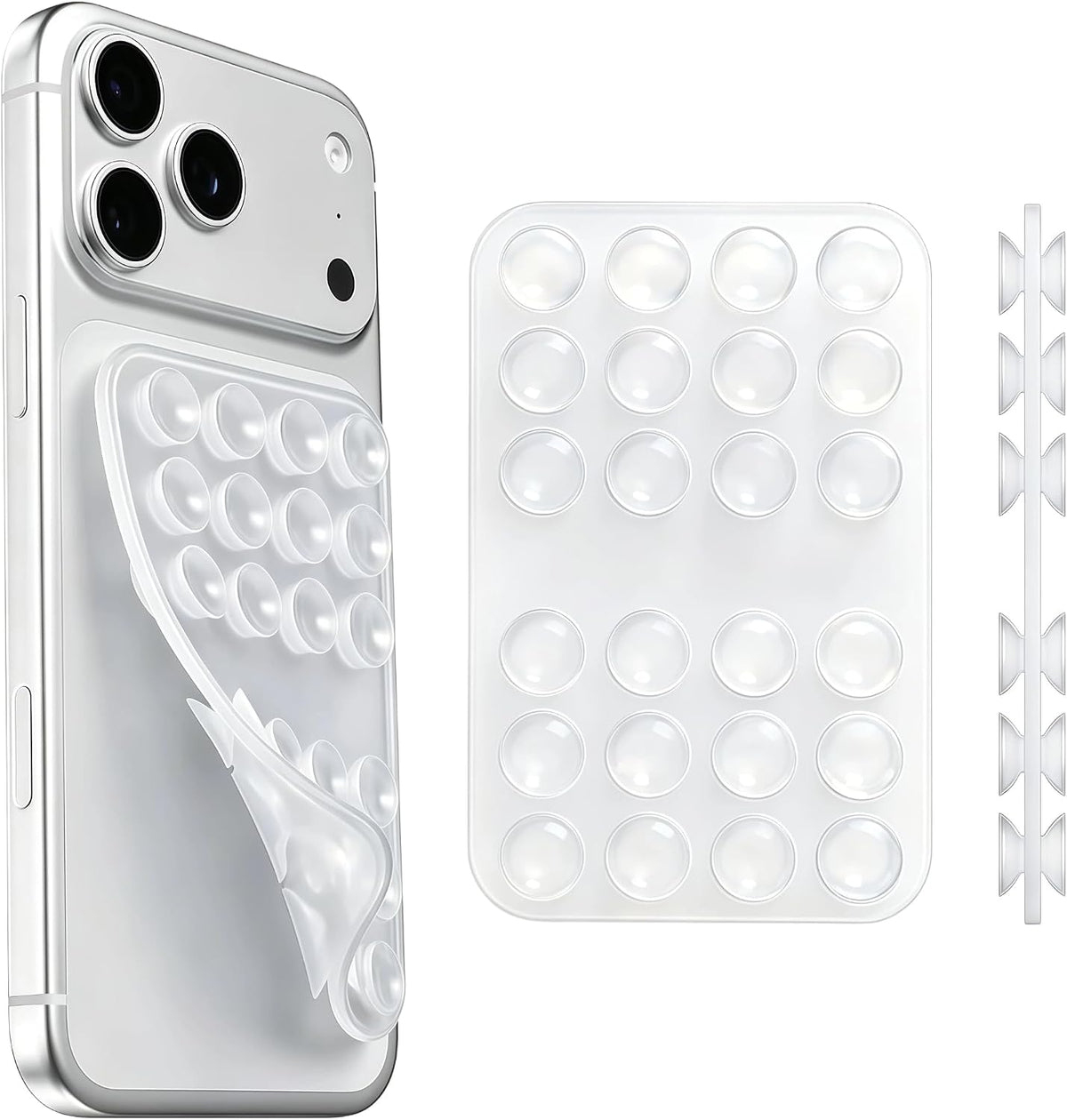 Upgraded Double Sided Silicone Suction Phone Case Detachable Mount, White