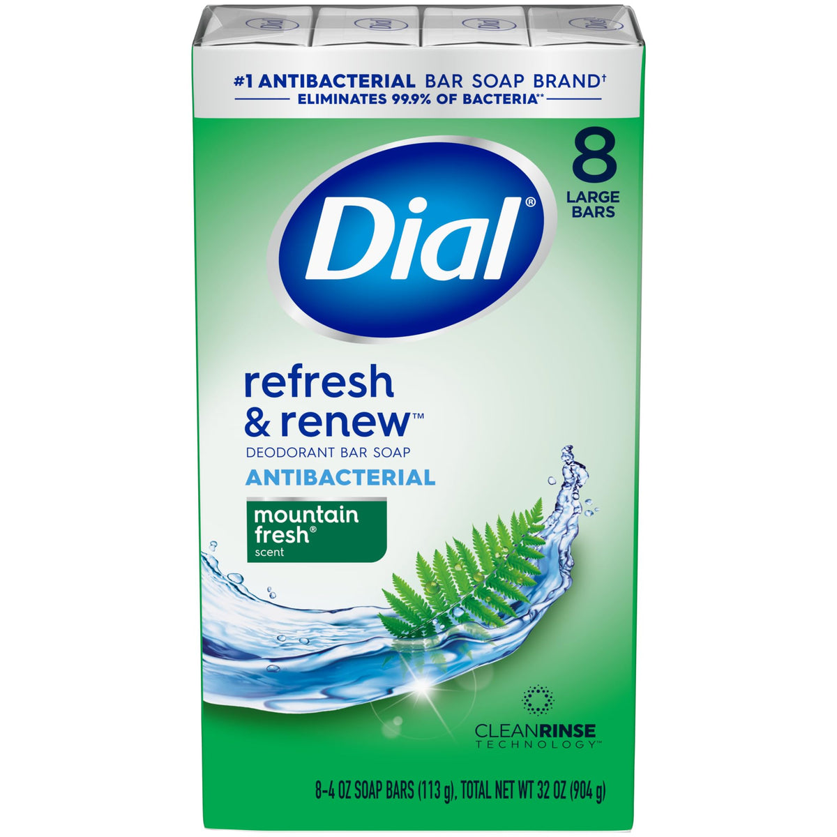 Dial Antibacterial Bar Soap, Calm & Soothe Lavender & Jasmine Deodorant Bar, 4oz (8 Bars) (Pack of 4)