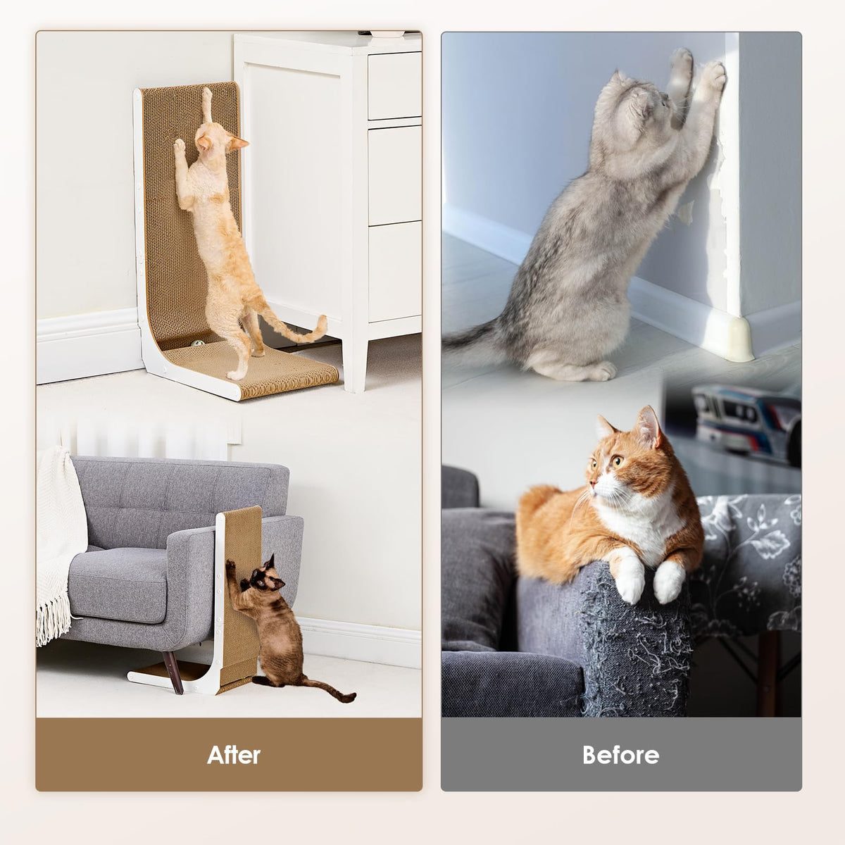EHEYCIGA Cardboard Cat Scratcher for Indoor Cats, 26.8 Inch, Brown