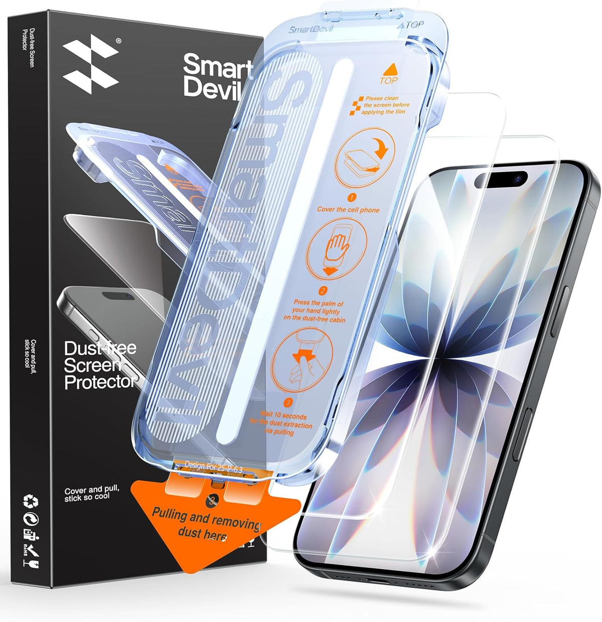 SMARTDEVIL 2 Pack Privacy Screen Protector for iPhone 14 Pro, 28° Anti-Spy 9H Tempered Glass, Impact & Scratch Resistant, Auto Dust & Bubble-Free Install Frame, Easy to Install, Case-Friendly