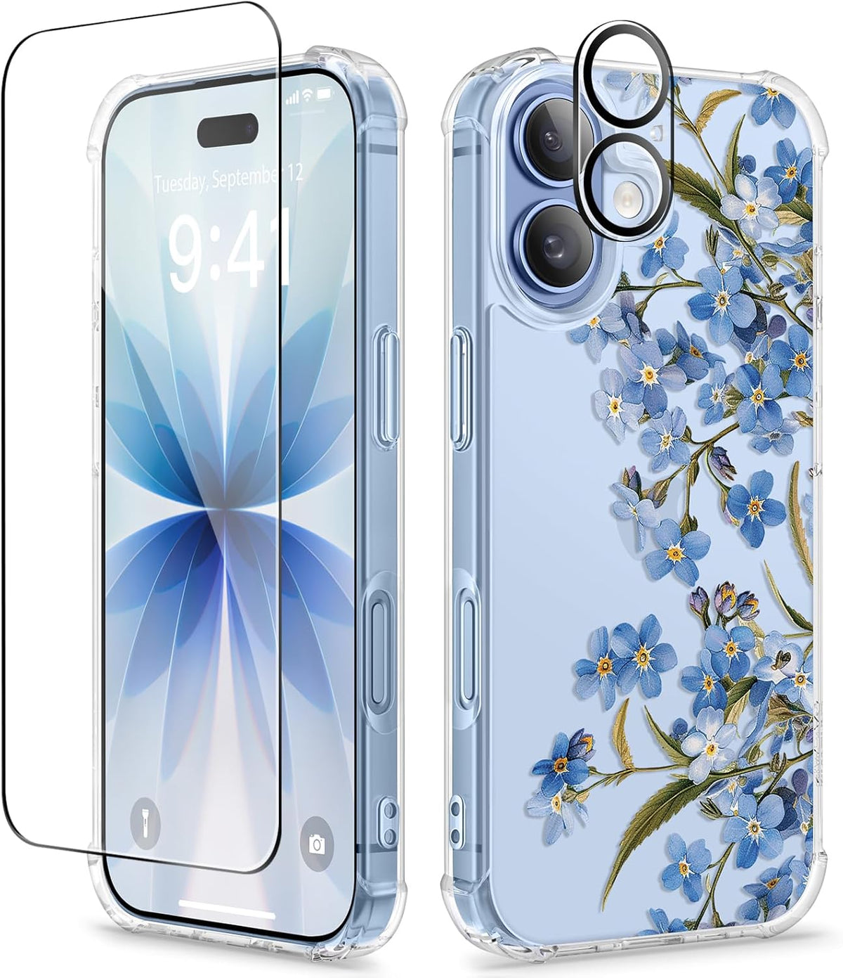 GVIEWIN for iPhone 17 Case Floral Clear Slim Women