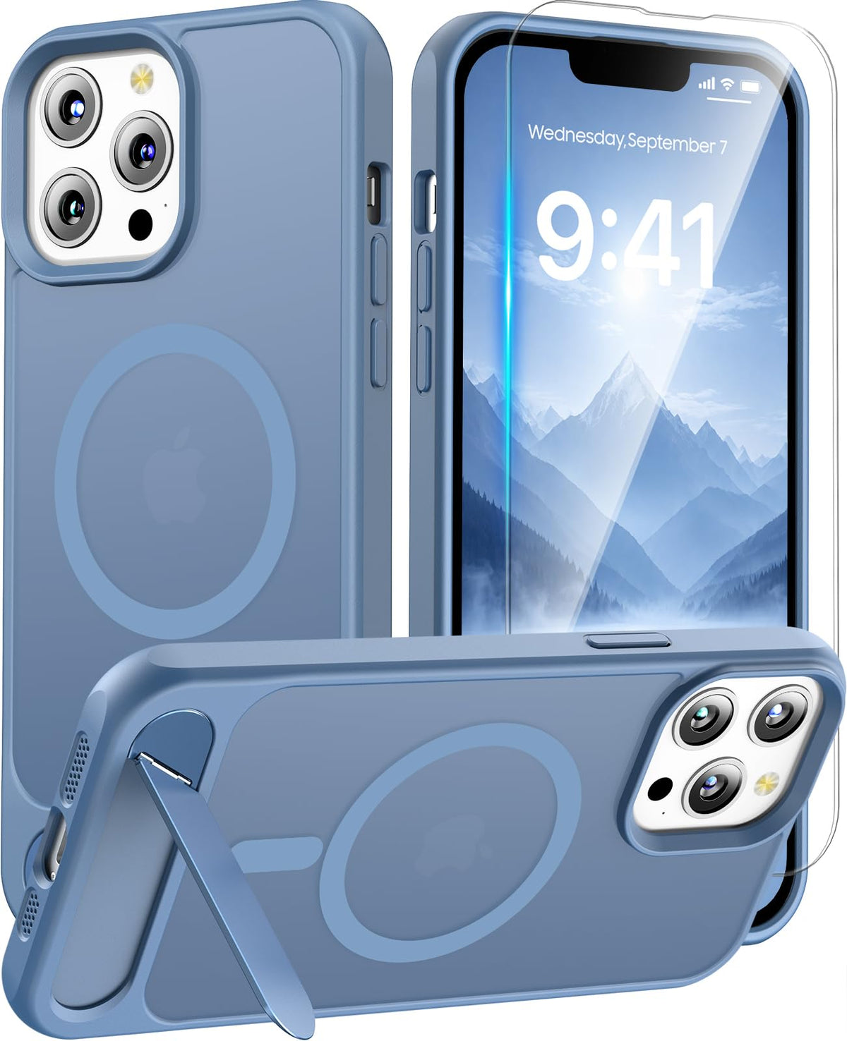 Magnetic for iPhone 16 Pro Case with Stand, Clear Matte