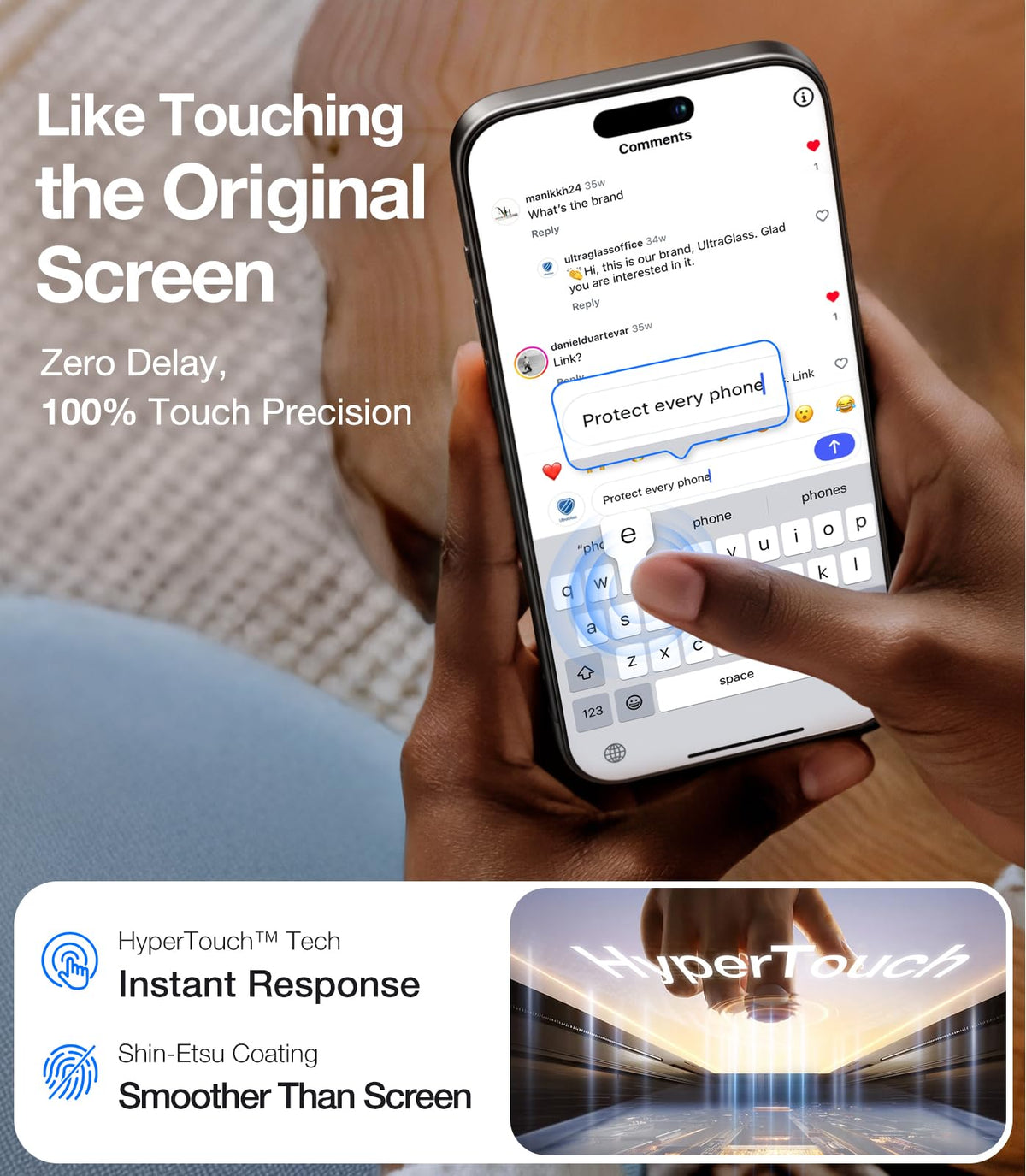 UltraGlass Crystal Armor for iPhone 16 Pro Screen Protector (No Black Bezels) 9H+ Military-Grade Shatterproof Screen Protector 16 Pro Tempered Glass, One Step Easy Installation, 1 Piece