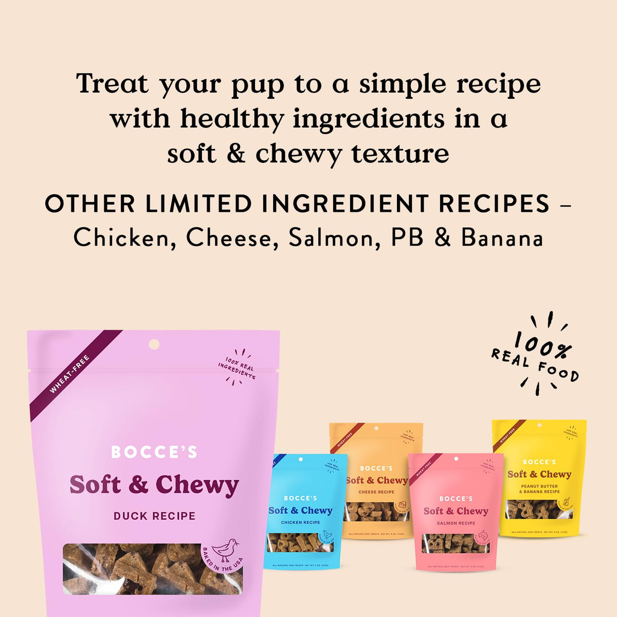 Bocce's Bakery Say Moo Soft & Chewy Dog Treats, Beef & Cheddar Flavor, 6 oz