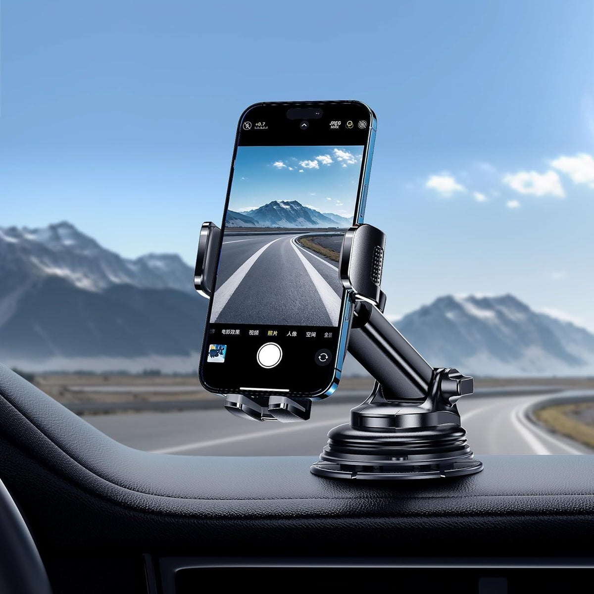 Qifutan Car Phone Holder Mount Phone Mount for Car Windshield/Dashboard/Air Vent Holder for iPhone & Android Smartphone, 360° Adjustable, Cell Phone Camera Mounts