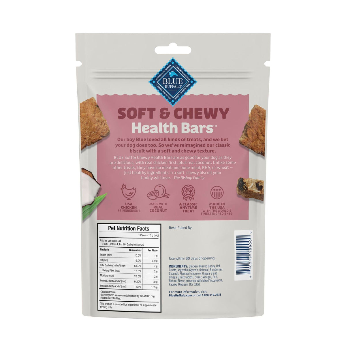 Blue Buffalo Health Bars Chicken & Mixed Berries Soft & Chewy Treats, 9 oz