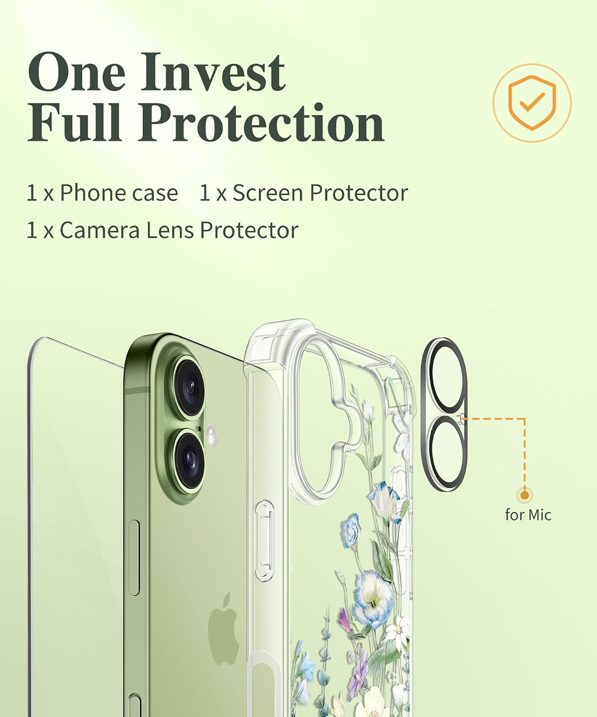 GVIEWIN for iPhone 17 Case Floral Clear Slim Women