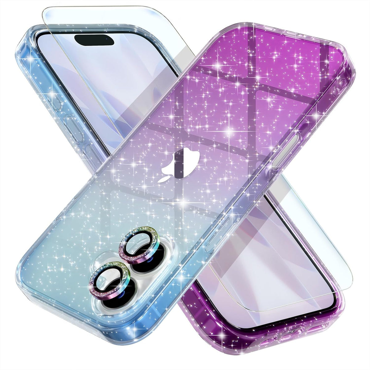 Choiche for iPhone 16 Pro Case Clear Women Girly (Glitter Gold)