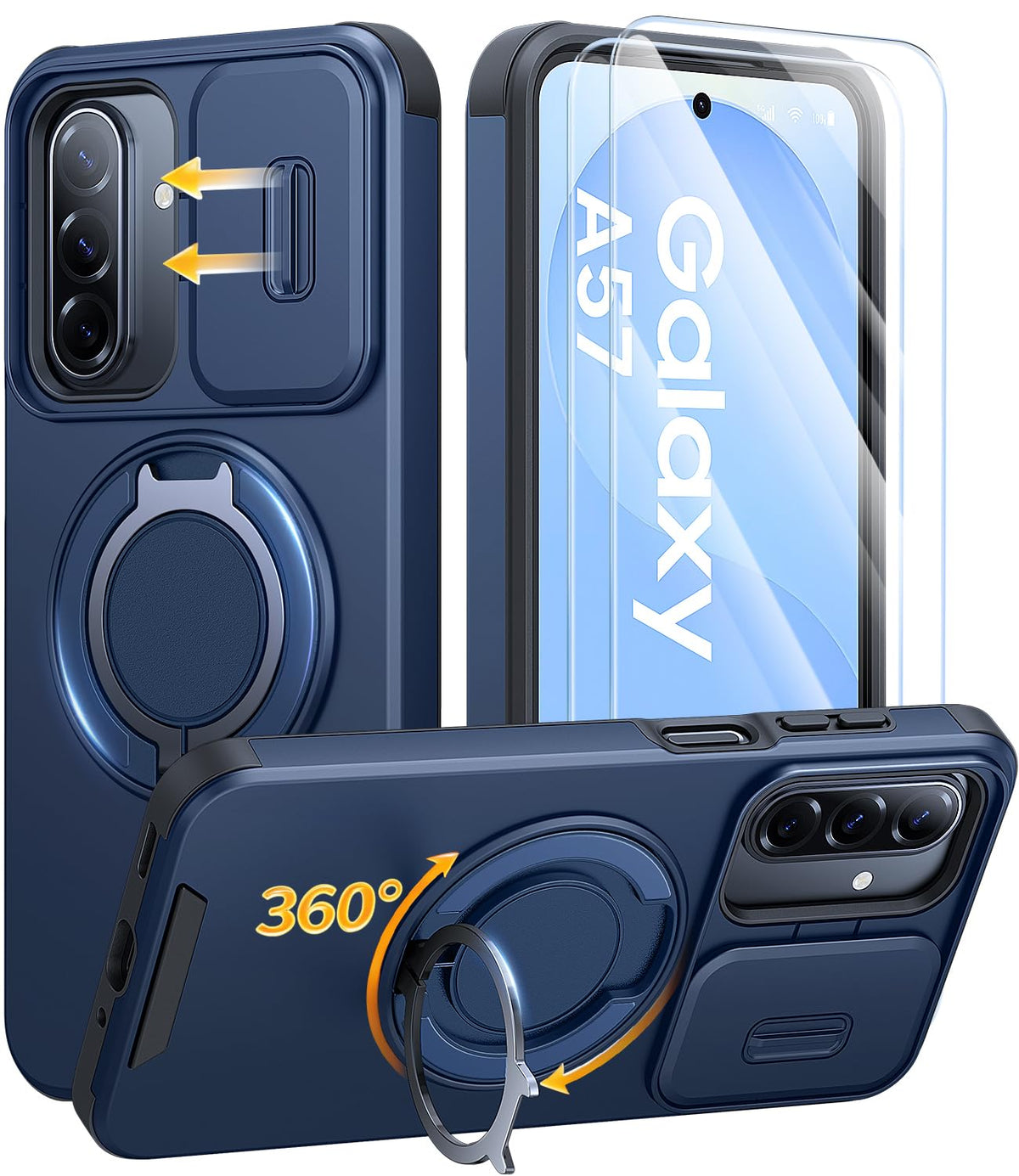 JAME for Samsung Galaxy S26 Case with Ring Stand & Slide Camera Cover