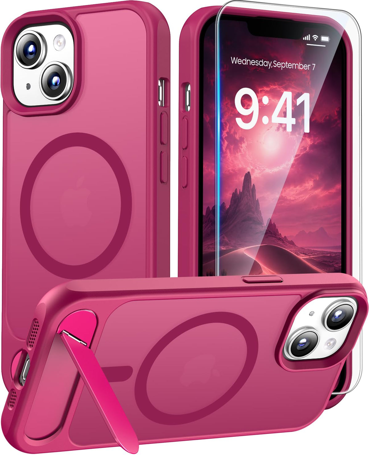 Magnetic for iPhone 16 Pro Case with Stand, Clear Matte