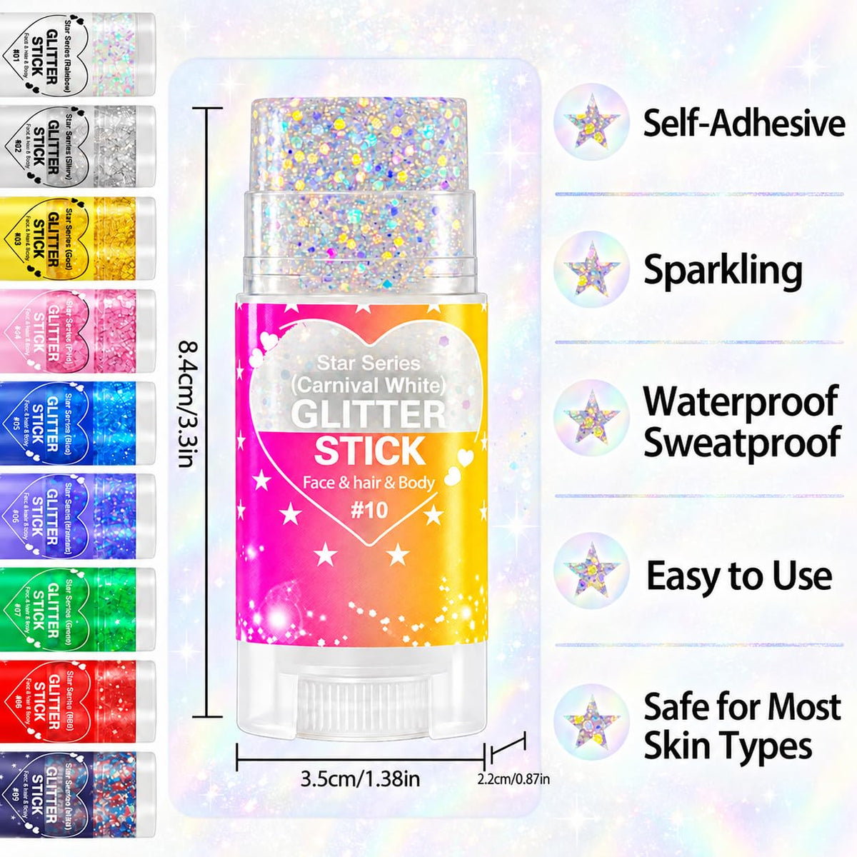 Mysense Red Face Hair Body Glitter Stick,Halloween Cosplay Sparkling Sequins Chunky Glitter Makeup,Festival Rave Concert Outfit Accessories for Women Girls Kids