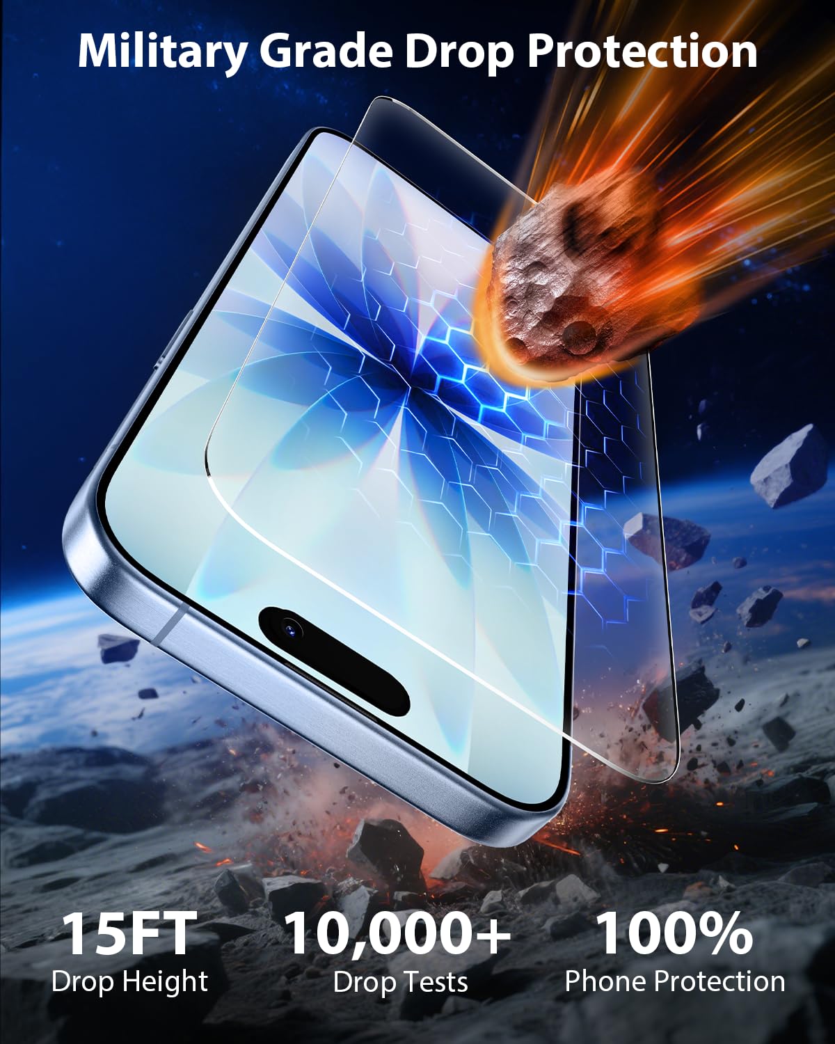 Mkeke Screen Protector for iPhone 17 Pro, 3 Pack 9H+ Tempered Glass