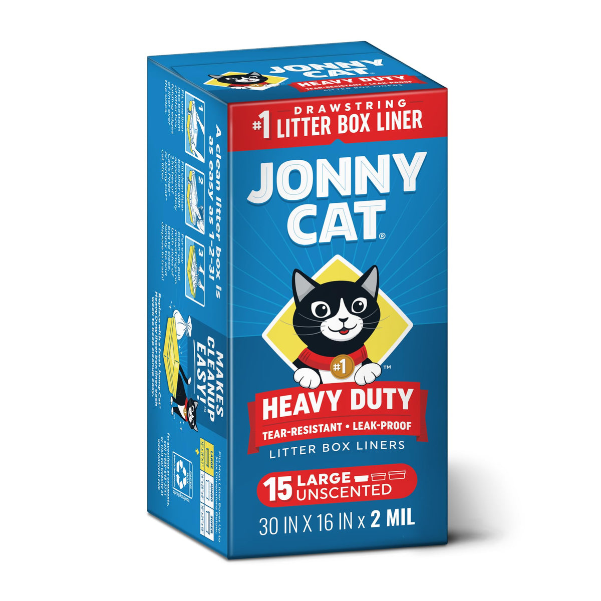 Jonny Cat Litter Box Liners Heavy Duty, Tear & Leak Resistant Jumbo 15ct