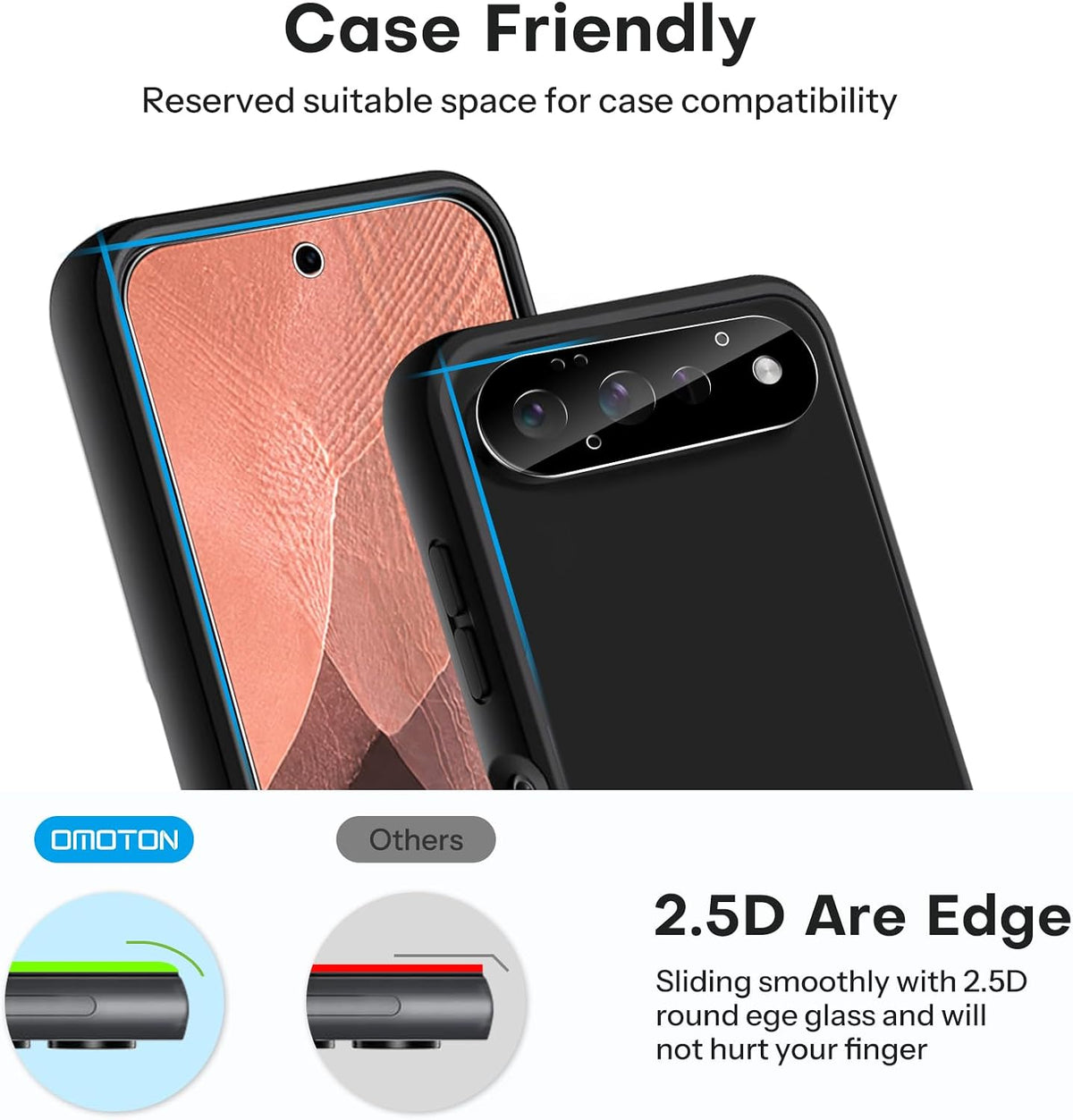 OMOTON 3+2 Pack for Google Pixel 11 Screen Protector 6.3-inch