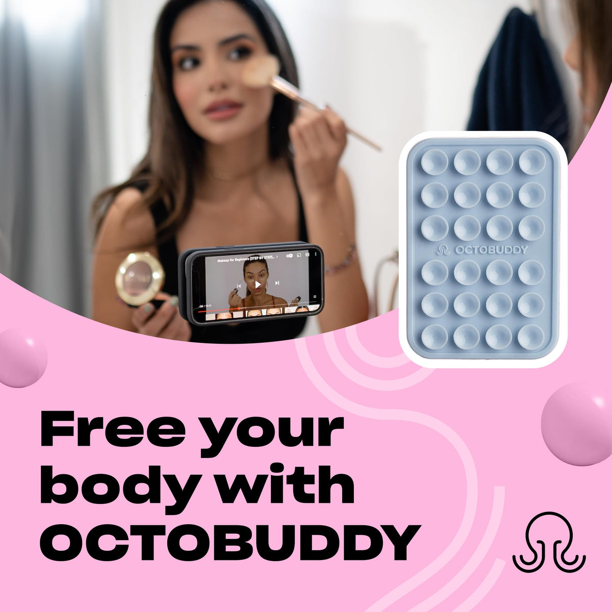 OCTOBUDDY Classic - Silicone Suction Phone Case Adhesive Mount, Turquoise