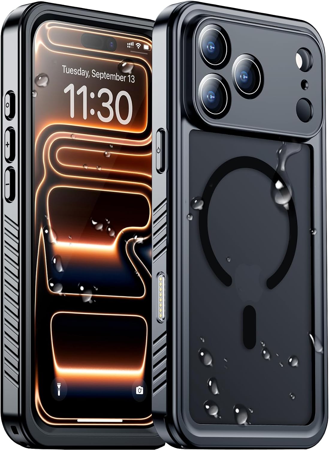 Temdan Compatible with iPhone 17 Pro Case,Waterproof Built-in Screen & Camera Protector IP68 Underwater Full Body 17FT Military Dropproof Shockproof Phone Case 6.3"-Blue/Clear