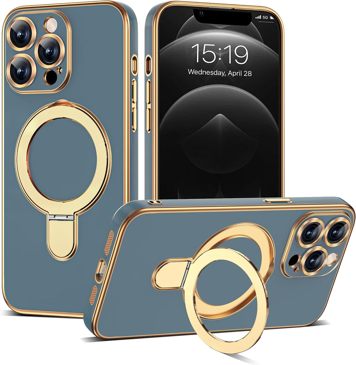 Marble Pattern Case for iPhone 11 with Stand 6.1",M-Purple