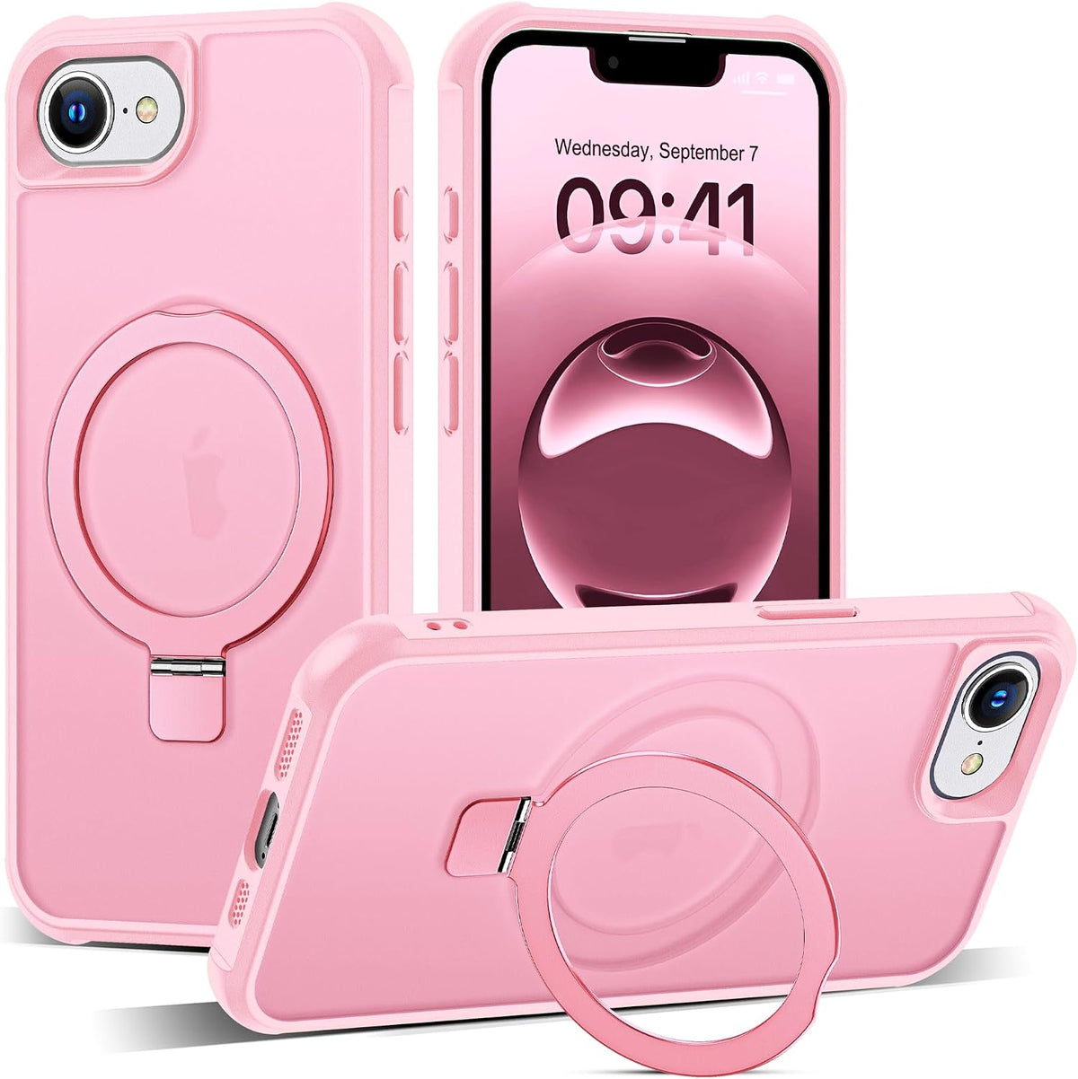SKYLMW Compatible with iPhone 16 Pro Max Case with Stand,Rose