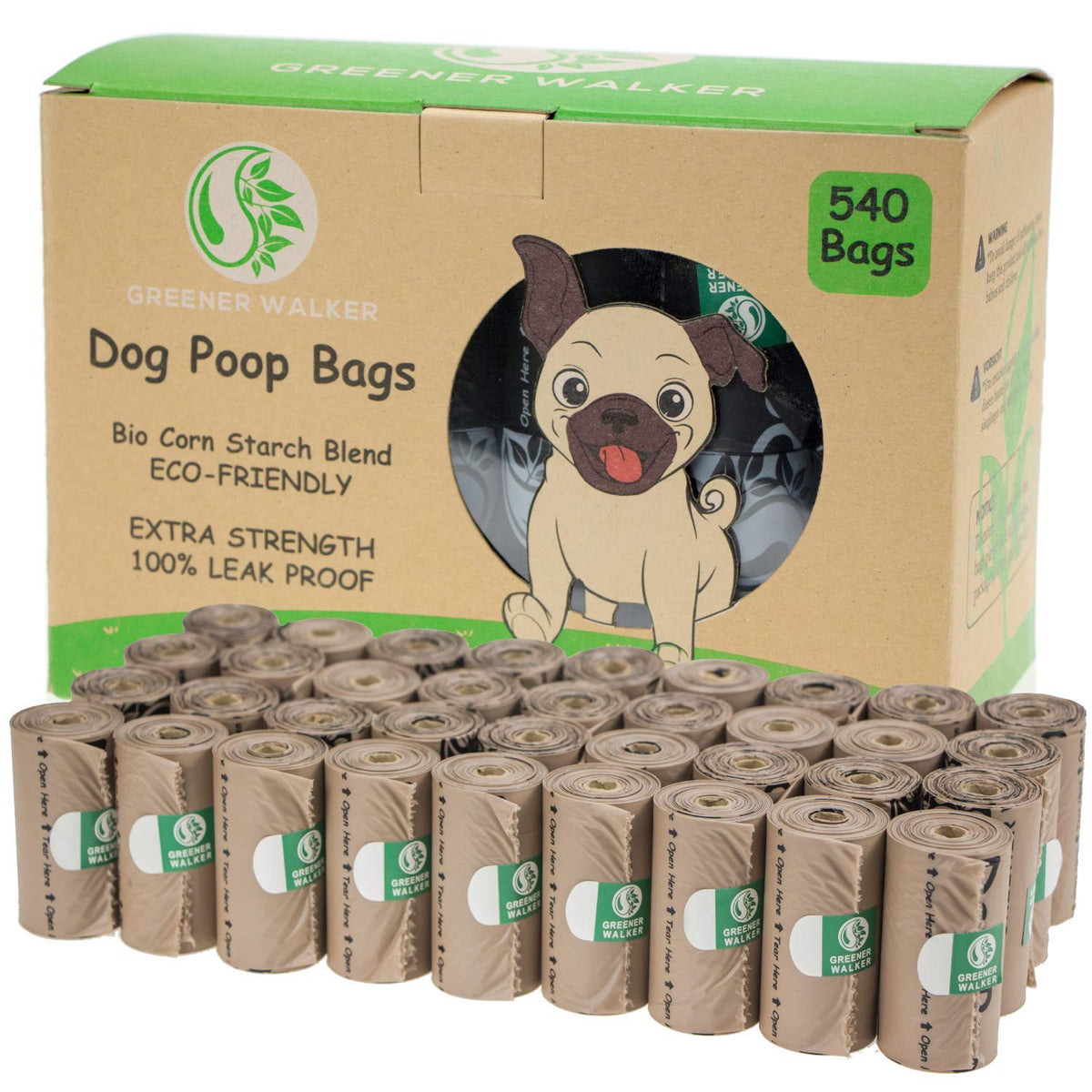 GREENER WALKER Poop Bags for Dog Waste-540 Bags,Extra Thick Strong 100% Leak Proof Dog waste Bags (Deep Green)