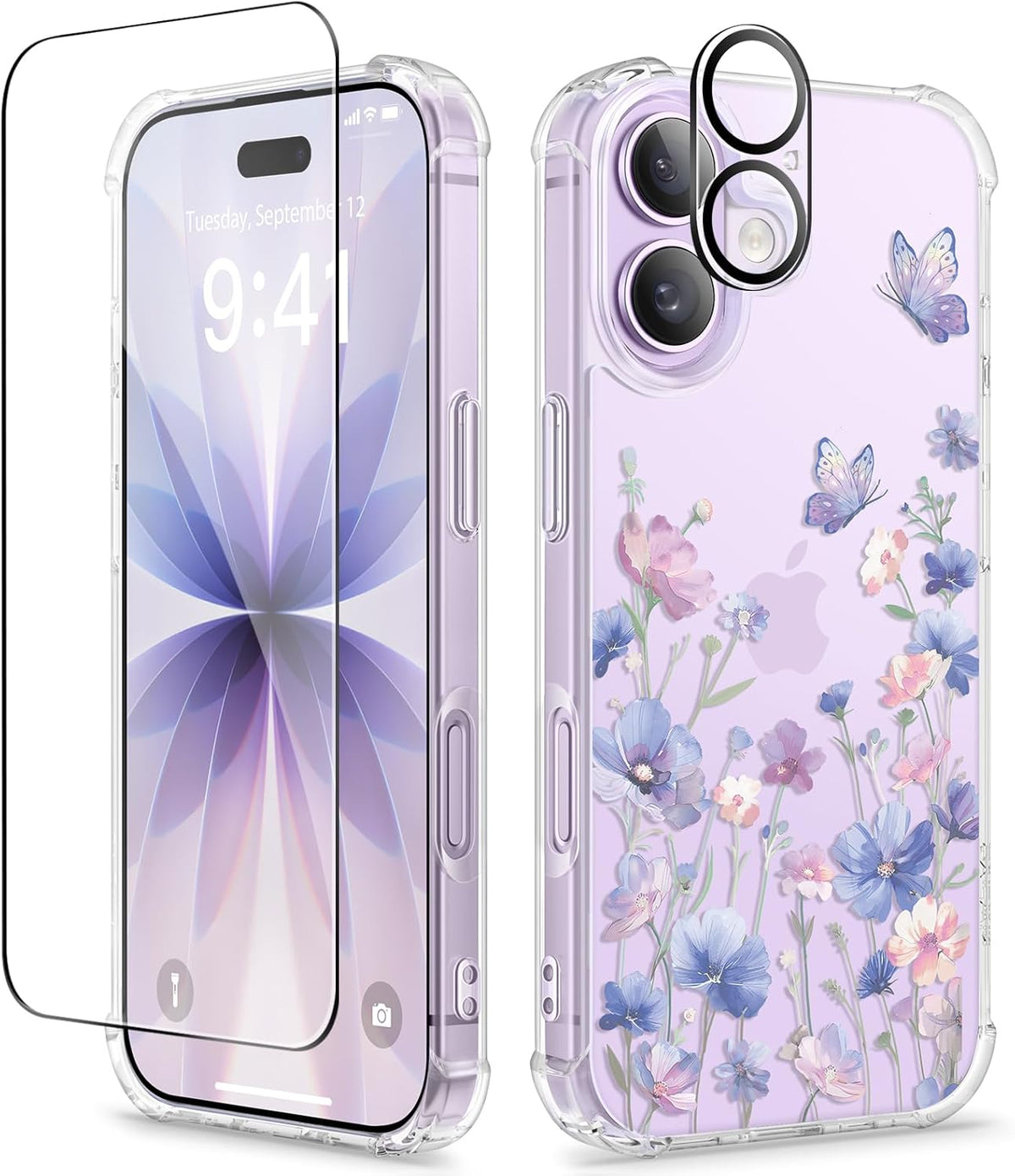GVIEWIN for iPhone 17 Case Floral Clear Slim Women