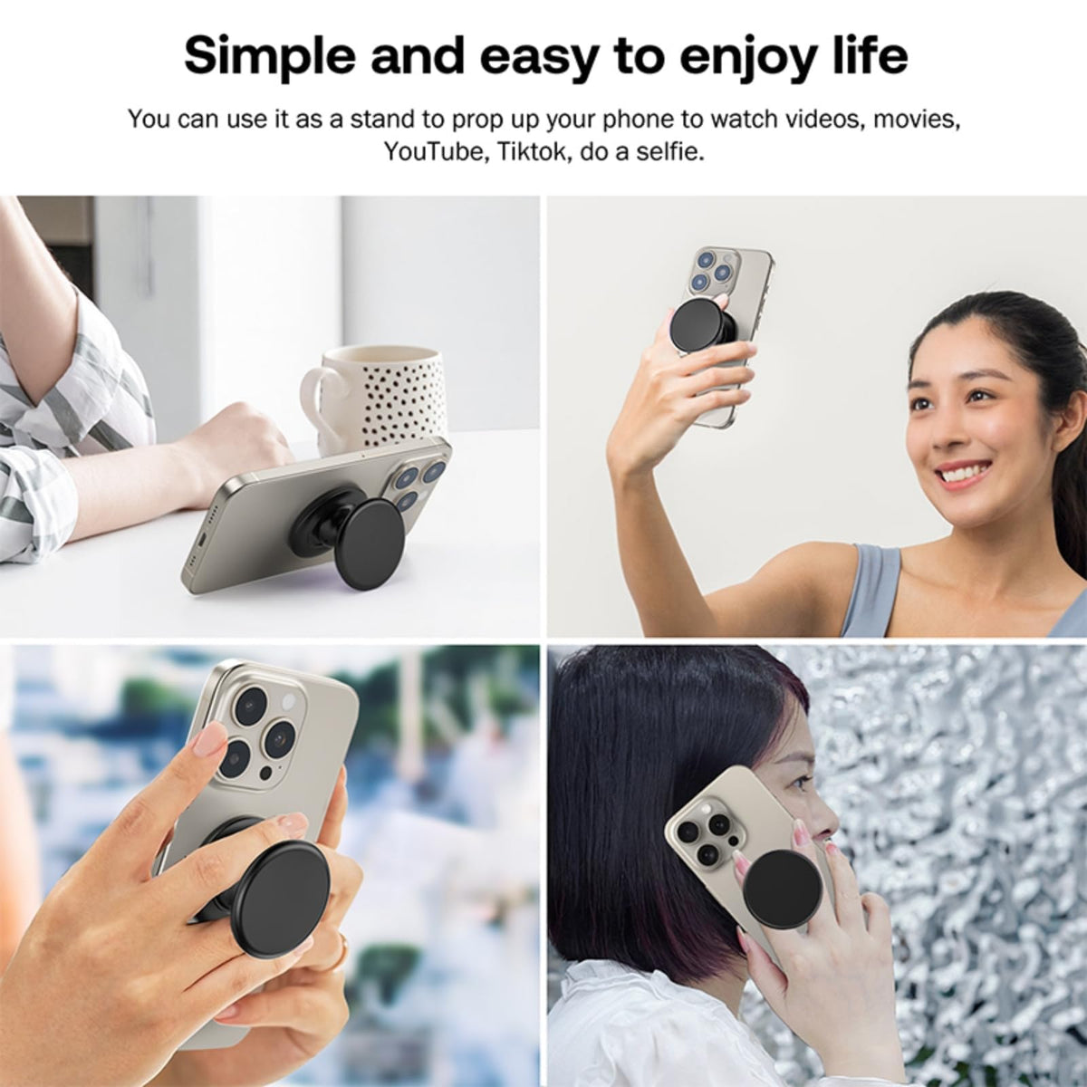 Grippopso Expandable Collapsible Mobile Phone Grip Stand Holder, Sky Blue
