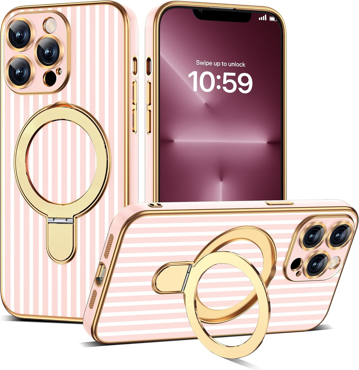 Marble Pattern Case for iPhone 11 with Stand 6.1",M-Purple