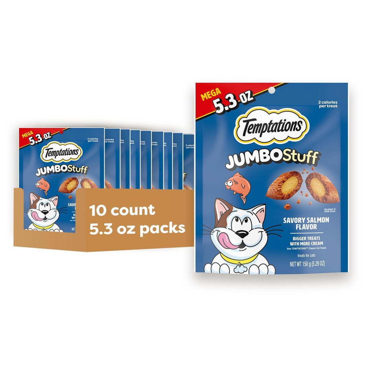 Temptations Jumbo Stuff Crunchy & Soft Cat Treats, Tuna, 5.3 oz, 10 Pack