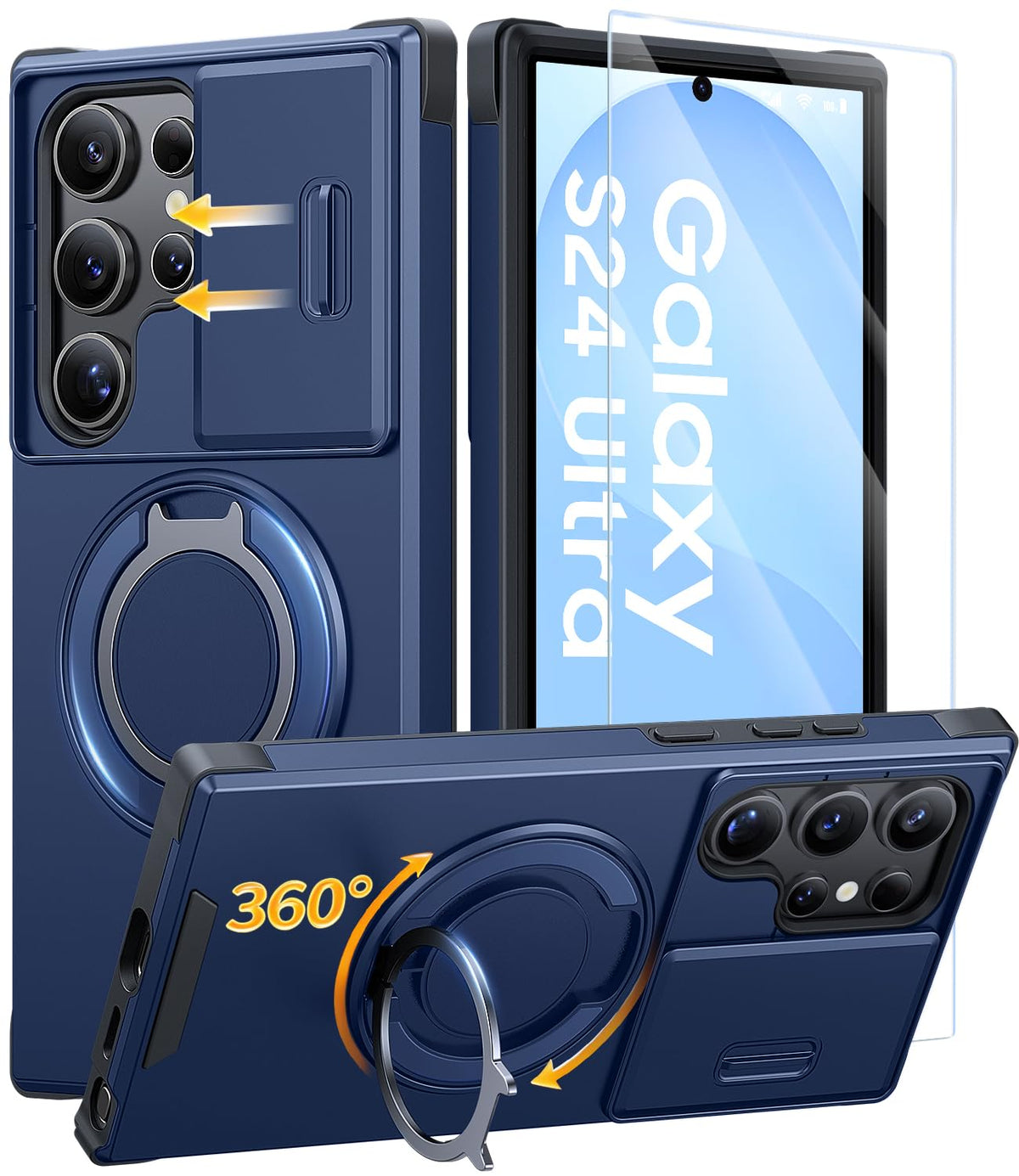 JAME for Samsung Galaxy S26 Case with Ring Stand & Slide Camera Cover