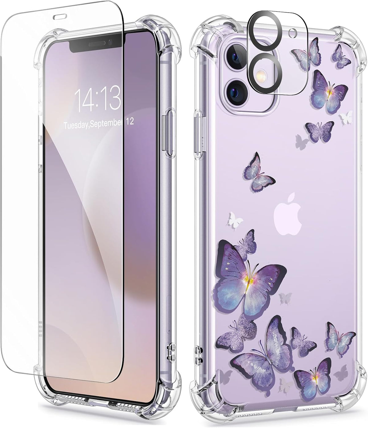 GVIEWIN for iPhone 11 Case Floral, Screen Protector & Camera Lens Protector