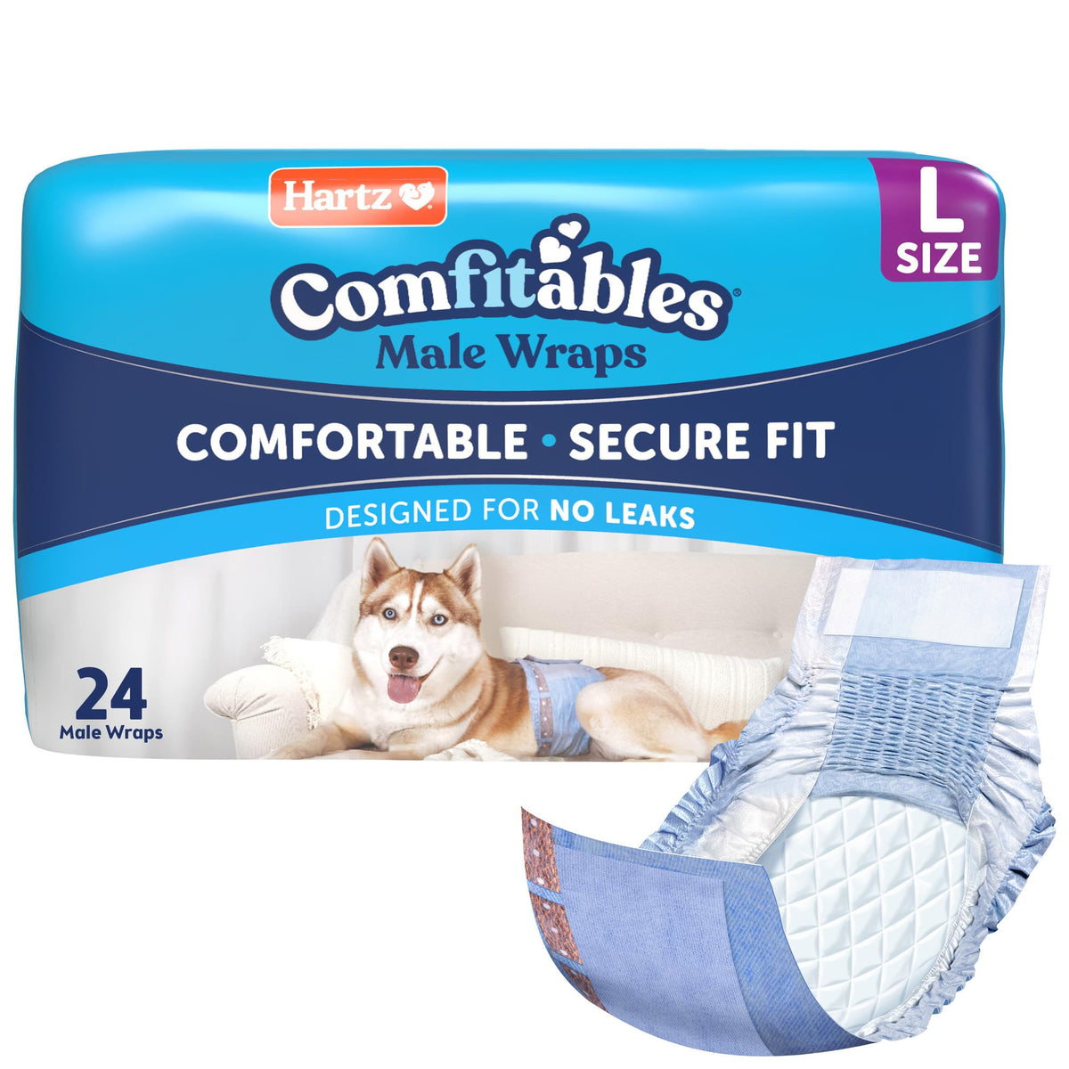 Hartz Comfitables Disposable Male Dog Wraps Stretchy Waistband, M 36 Count
