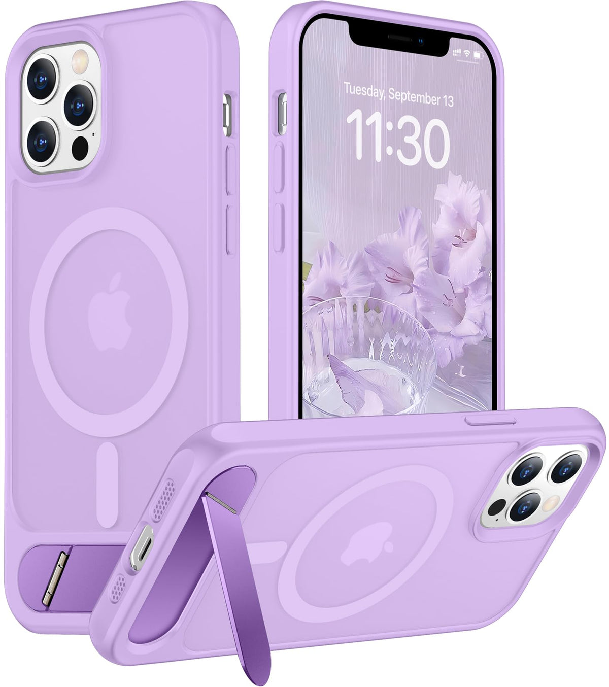 Temdan Magnetic Compatible with iPhone 16 Pro Max Case, [Built-in Invisible Kickstand][Compatible with MagSafe] [Military Grade Shockproof] Slim Translucent Matte Phone Case for iPhone 16 Pro Max 6.9"