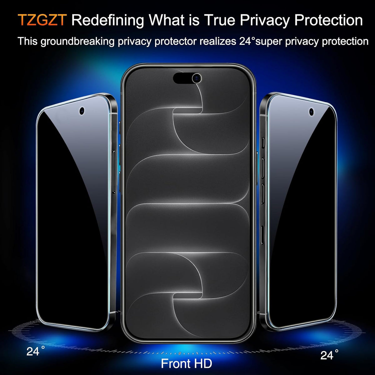 TZGZT 3 Pack Privacy Screen Protectors for iPhone Duo, Tempered Glass