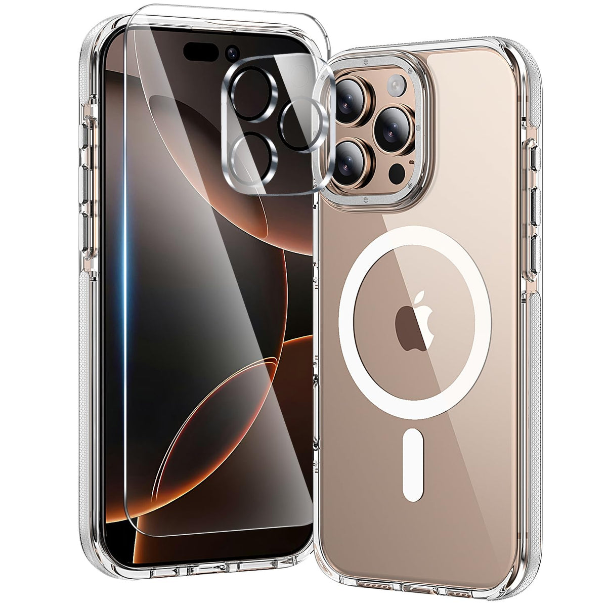 toushion 3 in 1 for iPhone 15 Plus Case Transparent
