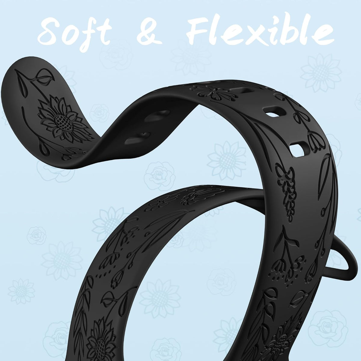 6 Pack Floral Engraved Bands Compatible with Apple Watch for Women