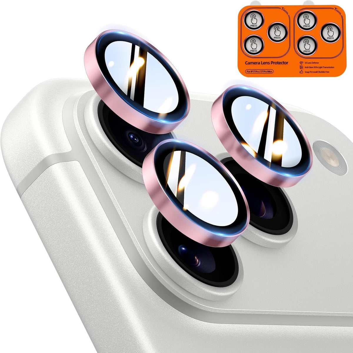 TOCOL for iPhone 16 Pro Max Camera Lens Protector/iPhone 16 Pro Camera Lens Protector Tempered Glass HD Individual Scratch Resistant Cover Accessories Case Friendly 2 Pack（Light Blue）