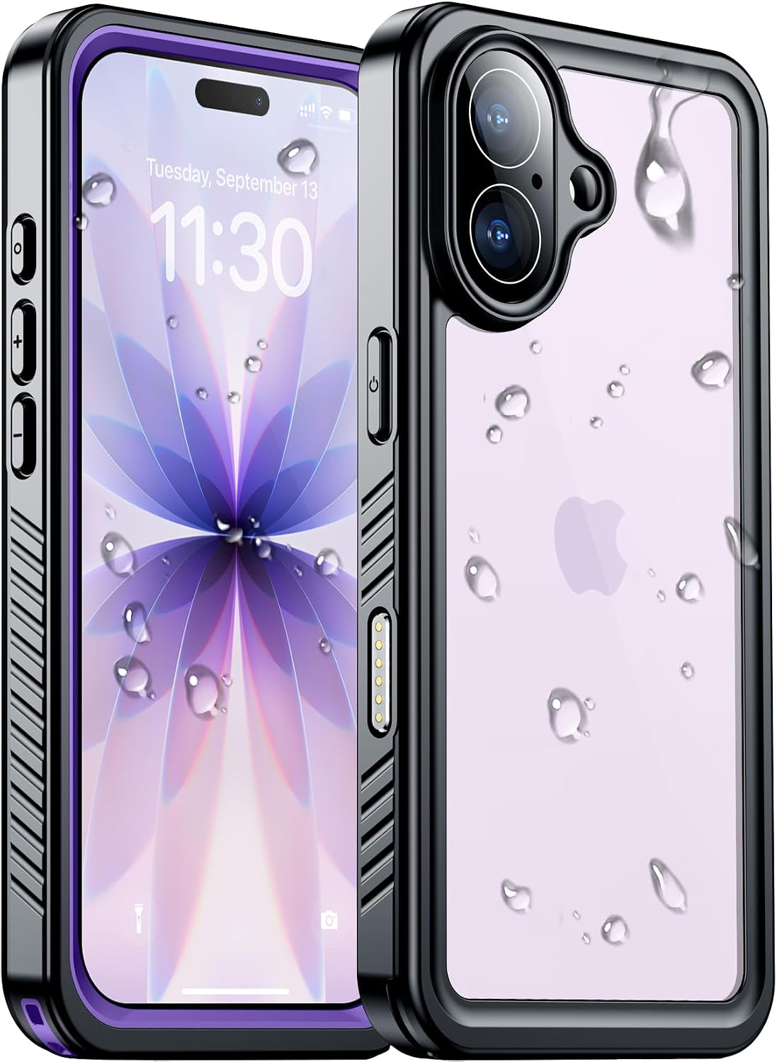 Temdan Compatible with iPhone 17 Pro Case,Waterproof Built-in Screen & Camera Protector IP68 Underwater Full Body 17FT Military Dropproof Shockproof Phone Case 6.3"-Blue/Clear