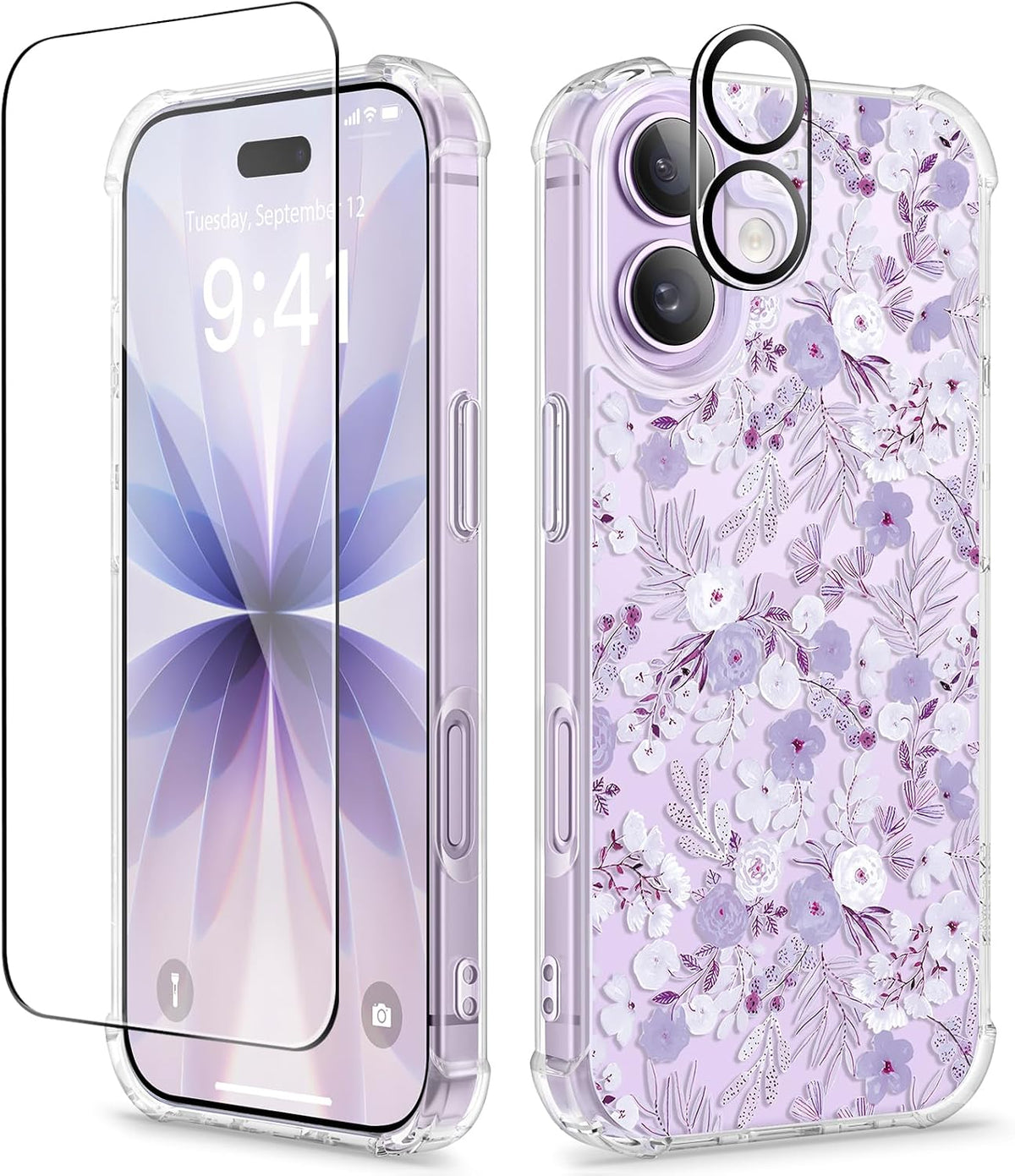 GVIEWIN for iPhone 17 Case Floral Clear Slim Women