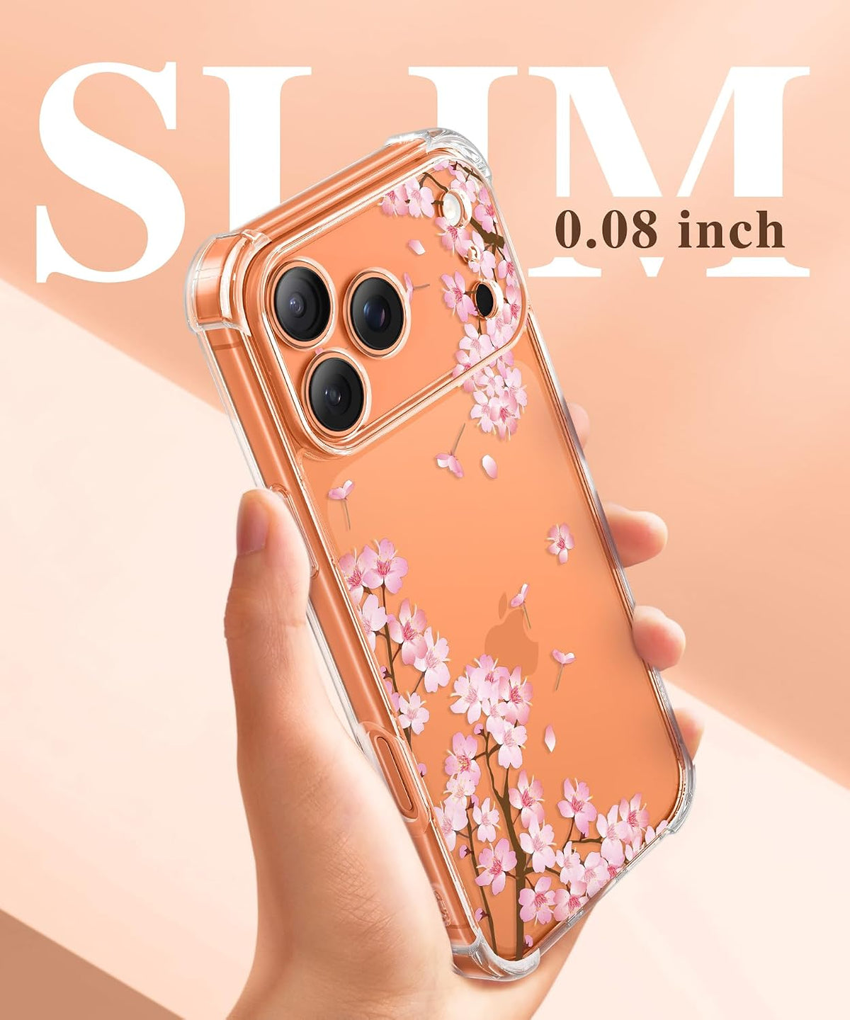 GVIEWIN for iPhone 17 Case Floral Clear Slim Women