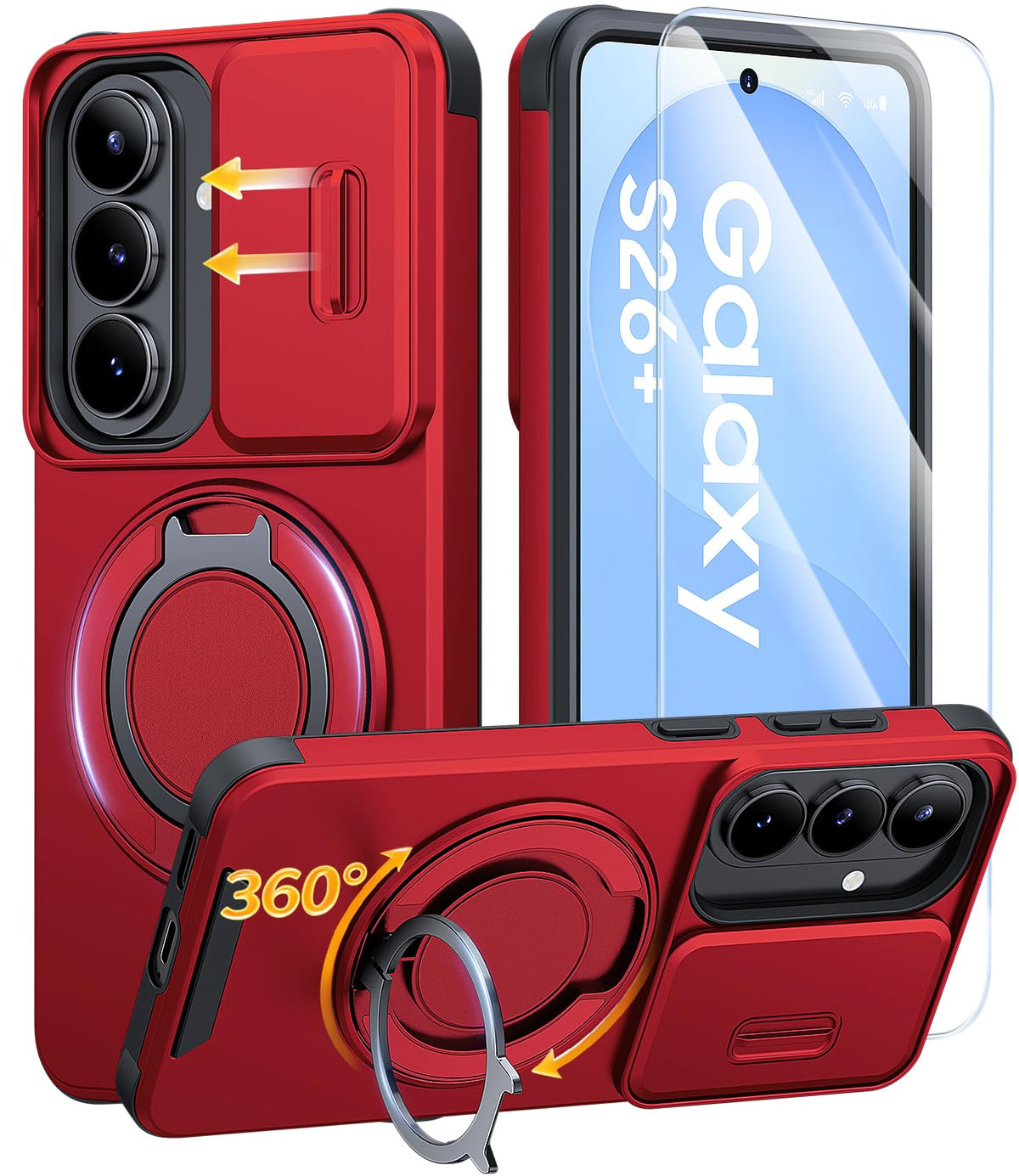 JAME for Samsung Galaxy S26 Case with Ring Stand & Slide Camera Cover