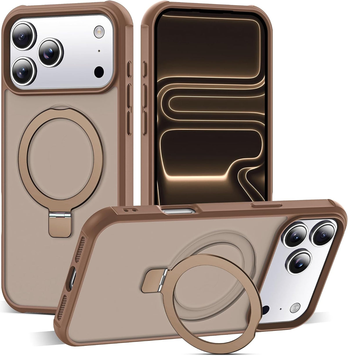 SKYLMW Compatible with iPhone 16 Pro Max Case with Stand,Rose