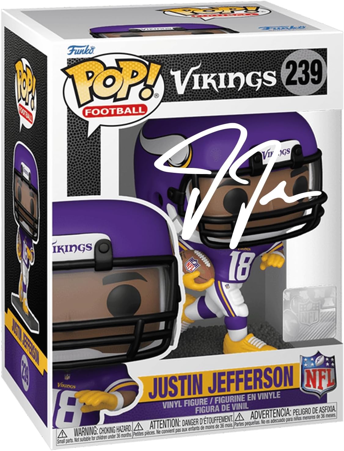 Justin Jefferson #239 Funko POP! Figurine, Vikings, Facsimile Signed