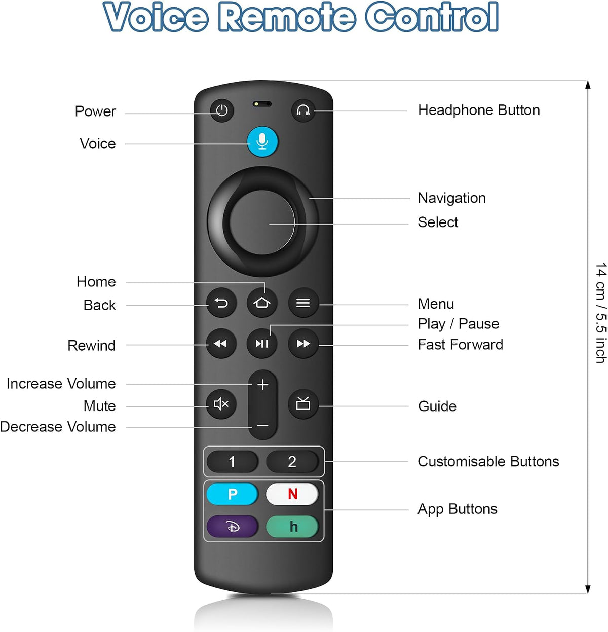 Replacement Remote with Voice for TV-Fire Stick/Cube/Insignia-Toshiba TV, 3rd Gen AMZ Fir‘eSmart Series TVs, TV Stick 4K/Max/4K/Lite/HD,Compatible with partial TCL/Pioneer/Hisense Series TVs