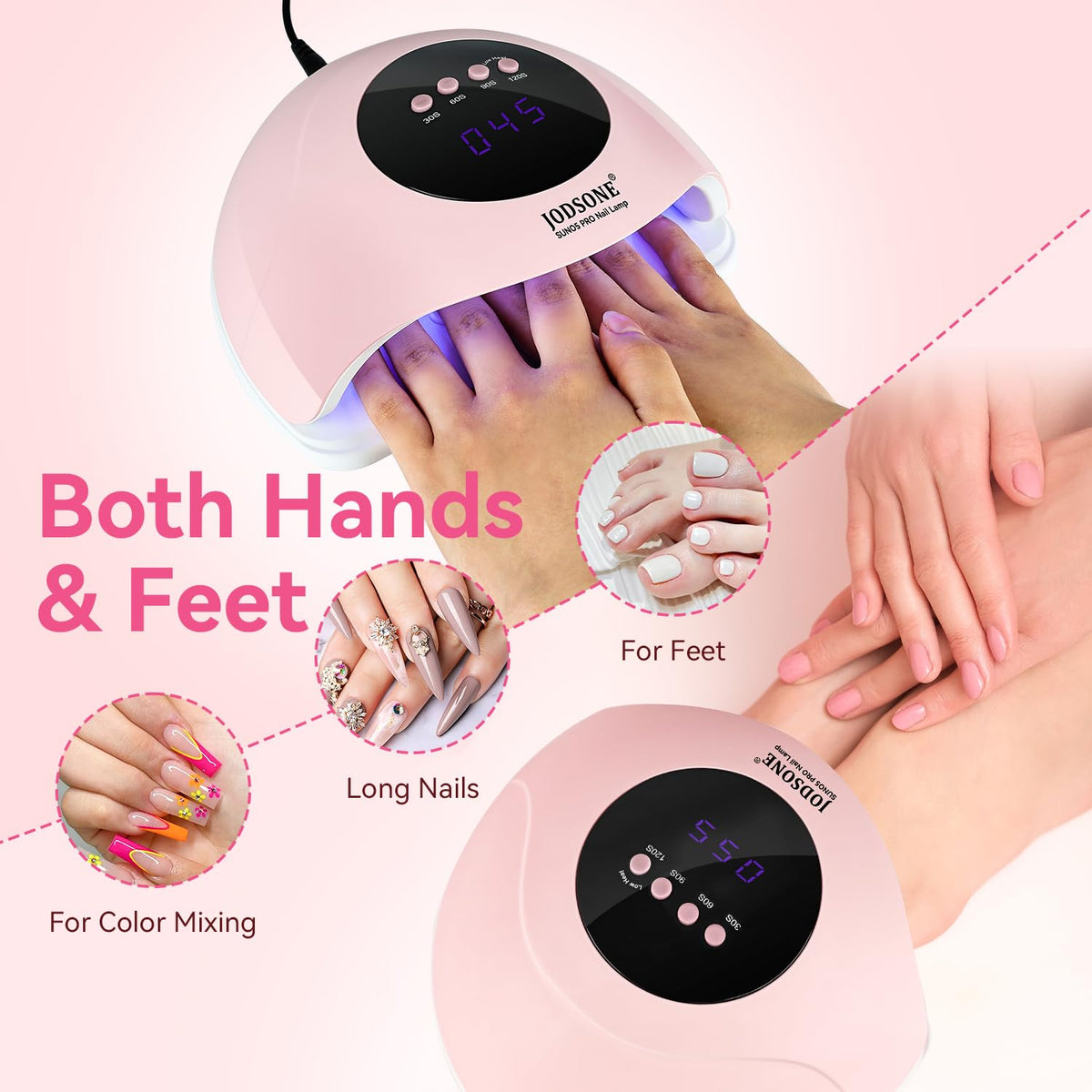JODSONE Gel Nail Kit,210Pcs BS-74 Short Almond Nail Tips with U V Light