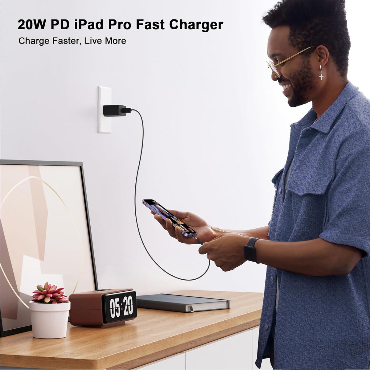 iPhone 18 17 16 15 Charger Fast Charging 10FT 20W USB C Charger Block Cable