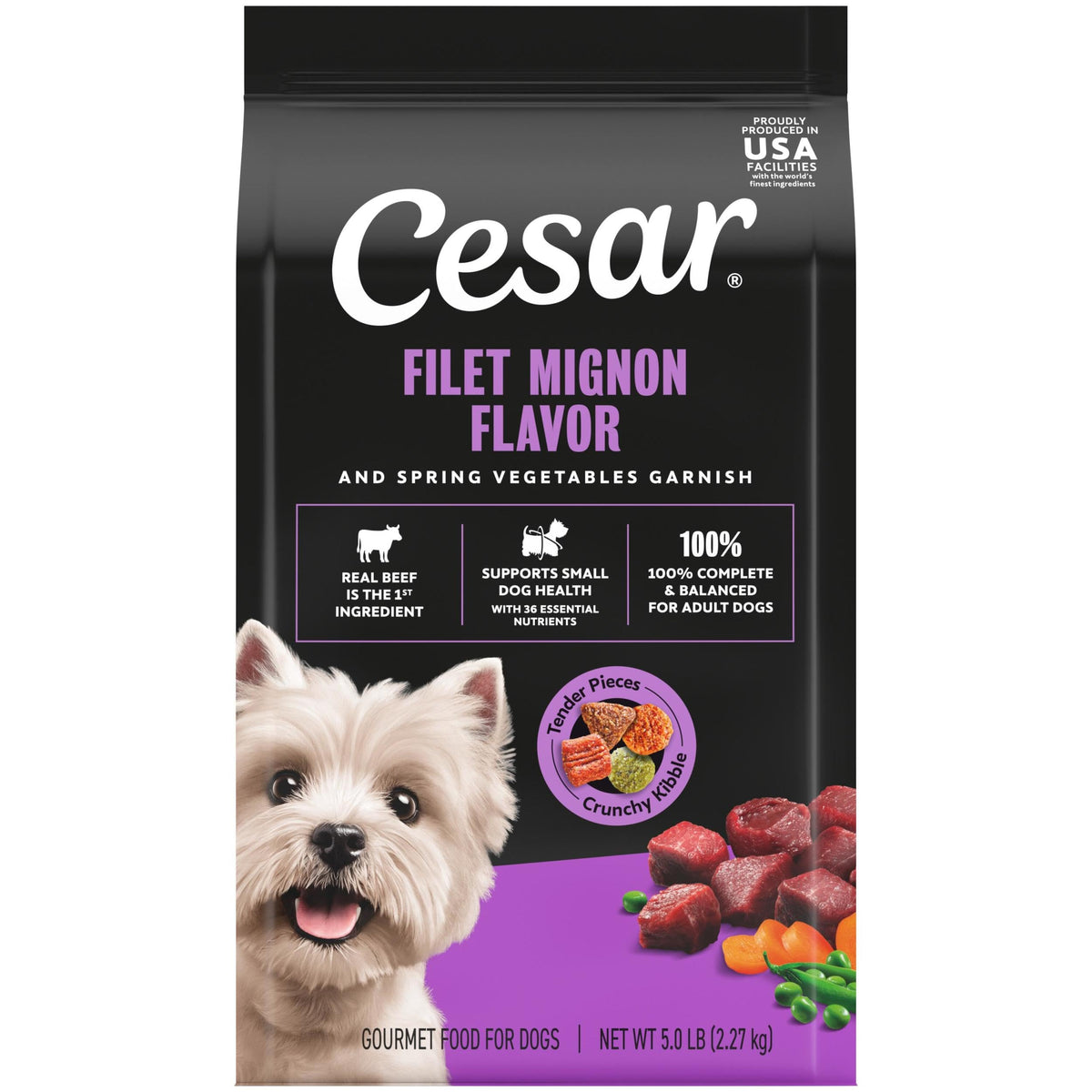 Cesar Small Breed Dry Dog Food, Chicken & Spring Vegetables Flavor, 2.7 lb