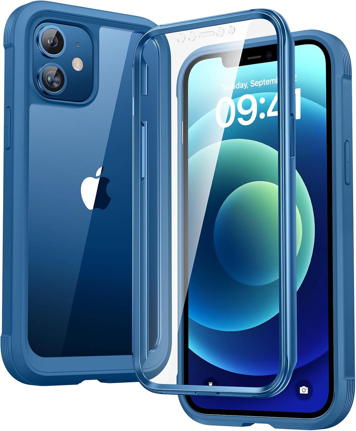 Diaclara Designed for iPhone 15 Plus Case 6.7 Inch, Full-Body Clear Bumper Cases w/Built-in Screen Protector, 360 Protective Rugged Case + Glass Camera Lens Protector,Mint Green
