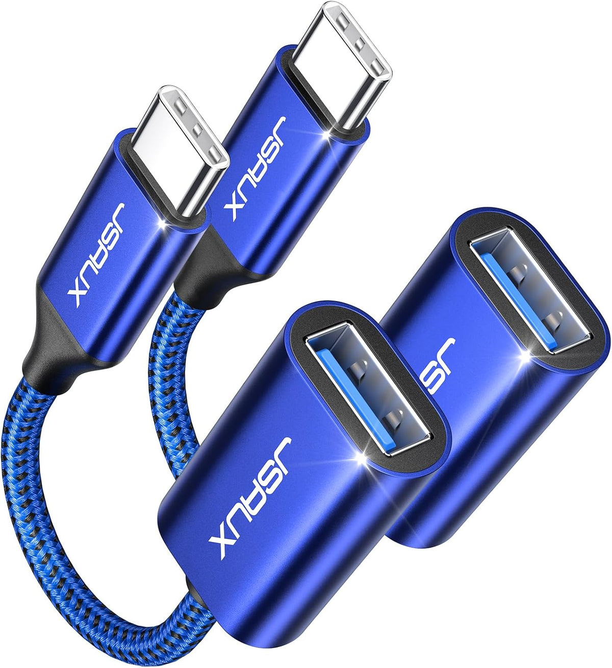 JSAUX USB C to USB 3.0 Adapter [2 Pack], USB C Male to USB Female OTG Cable Adapter Compatible with MacBook Pro/Air, iPhone 18 Pro Max/iPhone Duo‌/Air/17/16/15 Series, Samsung Galaxy S26/S25/S24/S23