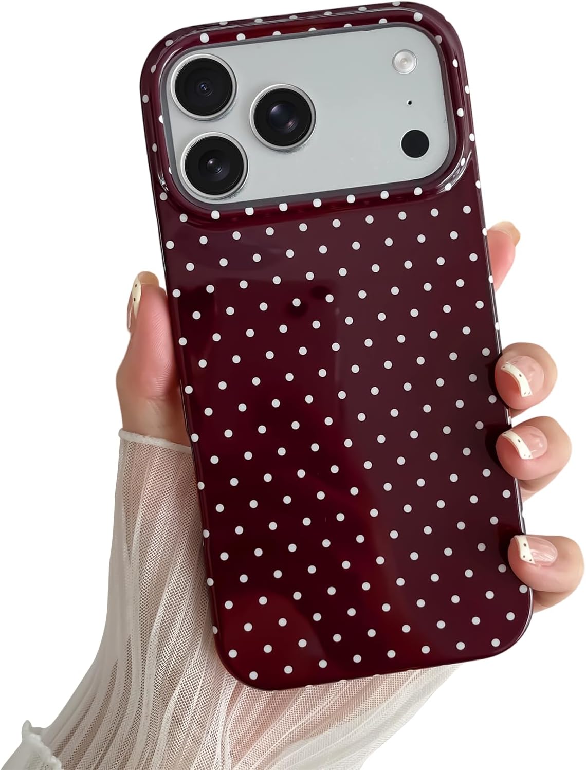 Yeddabox for iPhone 15 Case Cute Polka Dot Phone Case Soft TPU Slim Shockproof Phone Cover for Women Girls, Blue