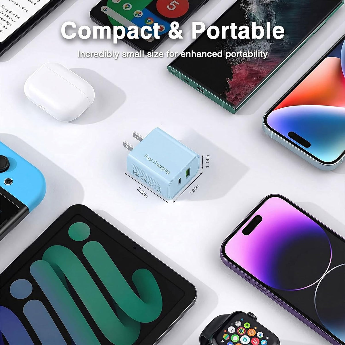 3 Pack USB C Charger Block,20W USB-C & USB-A Port Charger，for i Phone 17/16/15/14/13/12/11/X/8, i Pad and More
