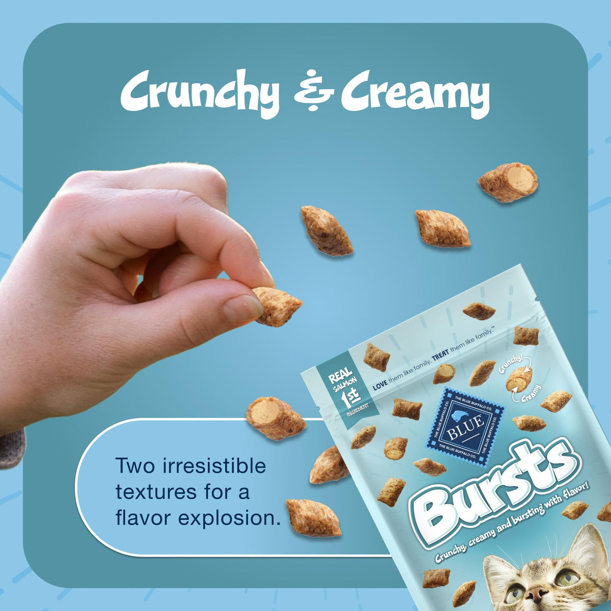 Blue Buffalo Bursts Seafood Crunchy & Creamy Cat Treats, 2 oz, 6 ct
